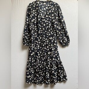 Uniqlo Floral Long Sleeve Tiered Midi Dress Size S